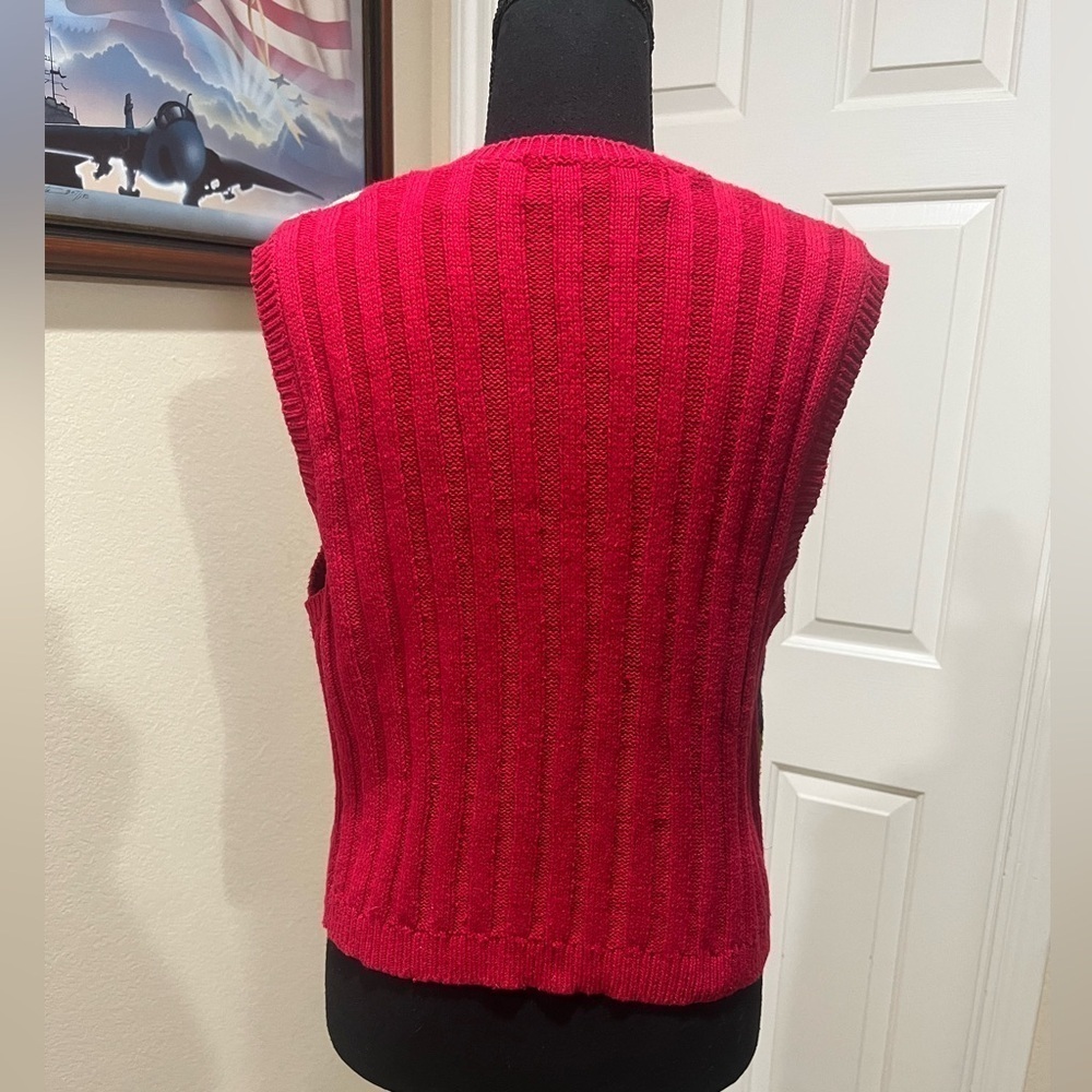 KAREN SCOTT VINTAGE COLORFUL ARGYLE PREPPY KNIT VEST, SIZE M - Picture 6 of 9